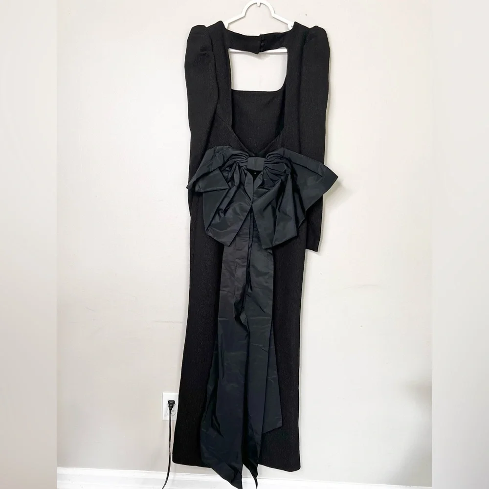 Rebecca Vallance  Monique Open Back Tie Detail Maxi Black Gown Size 4 - Picture 7 of 10